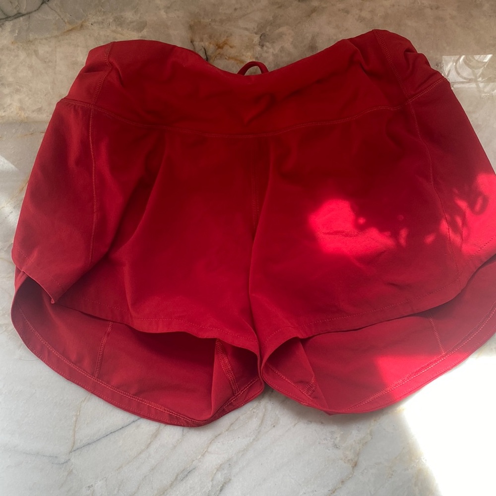 Lululemon Speed Up Mid-Rise Lined Short 4" in Red